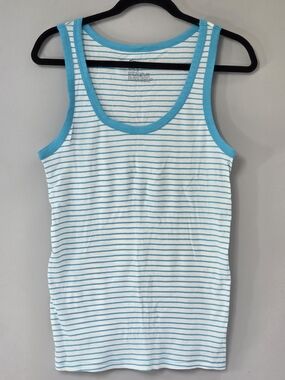 GAP White and Turquoise Striped Tank Top